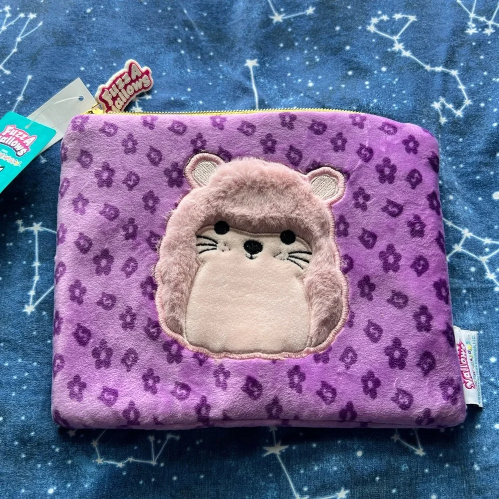Squishmallows Fuzzamallows Purple Zipper Pencil Pouch